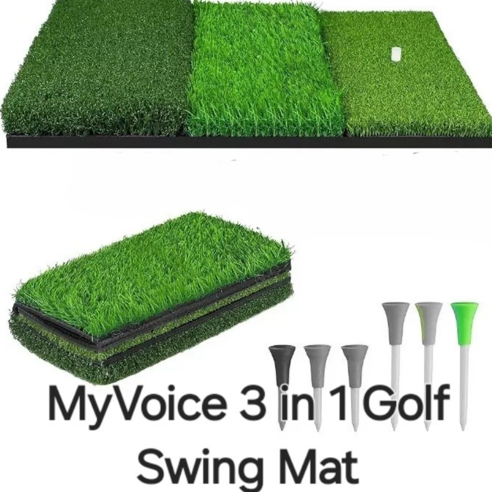 3 in 1 Golf Swing Mat Training Practice Mat with interchangeable surface